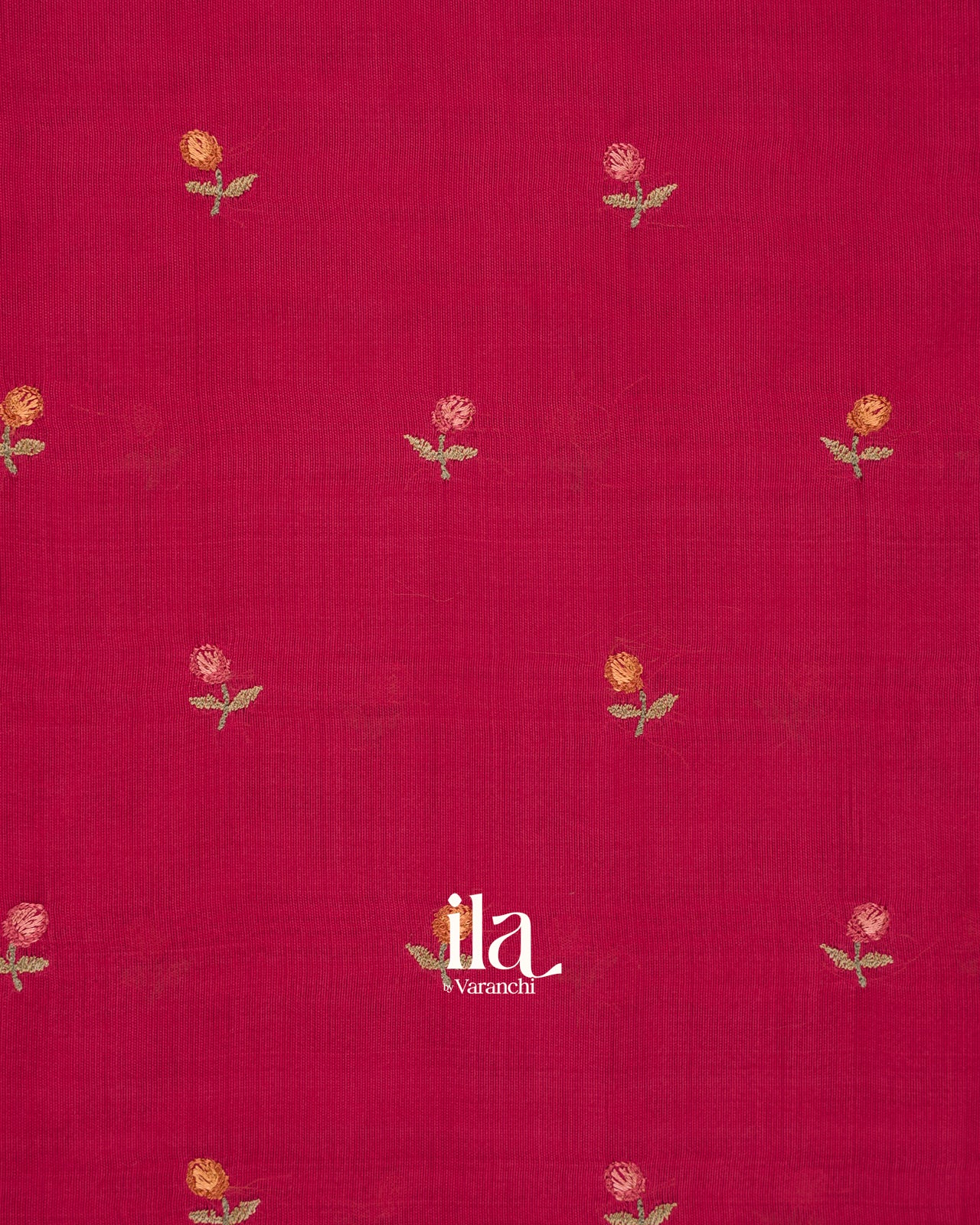 Rani Pink Floral Embroidered Assam Silk Saree