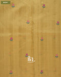 Mustard Yellow Painted Floral Aari Work Semi Tussar Saree — Body