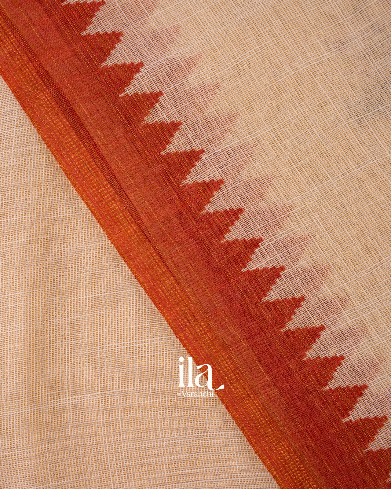Cream Bullion Embroidery Linen Tissue Saree