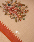 Cream Bullion Embroidery Linen Tissue Saree
