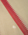 Cream Floral Embroidered Semi Linen Saree