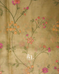 Light Yellow Floral Embroidered Semi Silk Saree