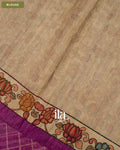 Pink Magenta Checkered Ombre Kalamkari Semi Tussar Silk Saree — Blouse