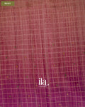 Pink Magenta Checkered Ombre Kalamkari Semi Tussar Silk Saree — Body