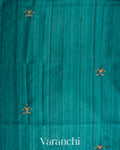 Turquoise Embroidered Semi Tussar Saree