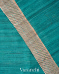 Turquoise Embroidered Semi Tussar Saree