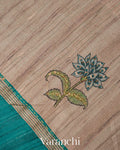 Turquoise Embroidered Semi Tussar Saree
