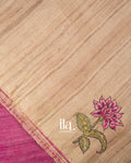Magenta Floral Embroidered Semi Tussar Saree