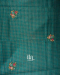 Teal Blue Floral Embroidered Semi Tussar Saree