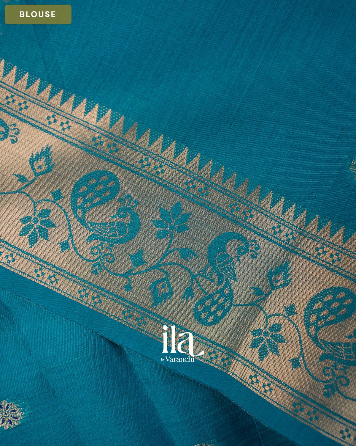 Teal Blue Paithani Semi Silk Saree — Blouse