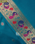 Teal Blue Paithani Semi Silk Saree — Border