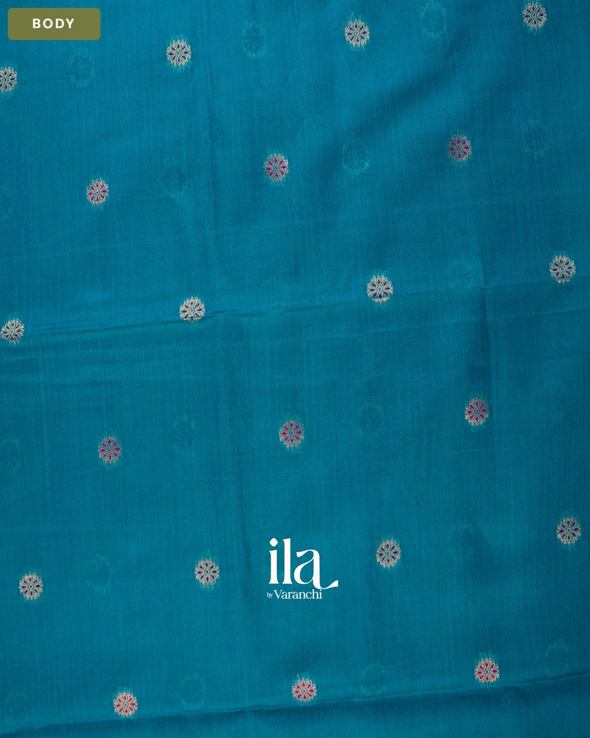 Teal Blue Paithani Semi Silk Saree — Body