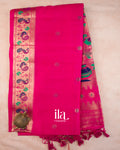 Rani Pink Paithani Semi Silk Saree — Full Saree