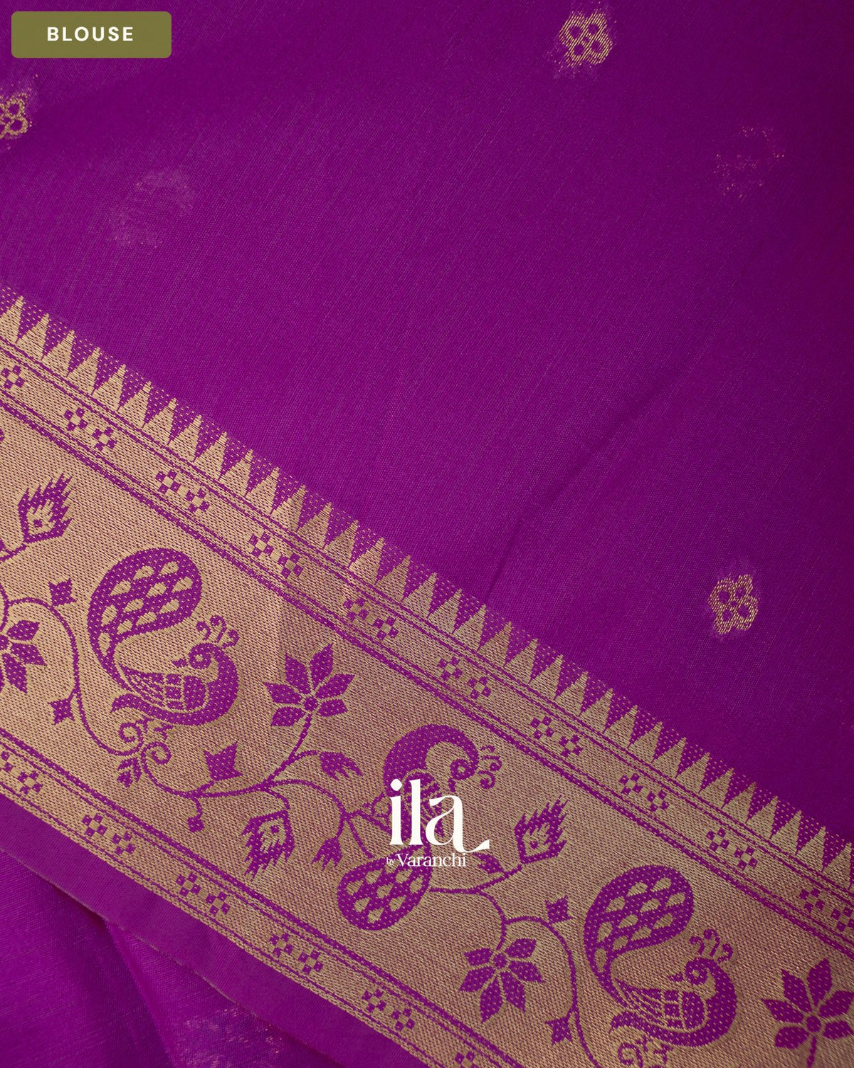Purple Peacock Paithani Semi Silk Saree — Blouse