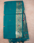 Teal Blue Paithani Semi Silk Saree — Full Saree