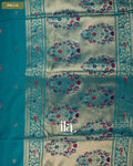 Teal Blue Paithani Semi Silk Saree — Pallu