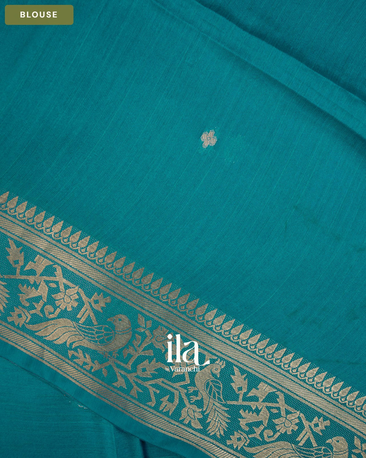 Teal Blue Paithani Semi Silk Saree — Blouse