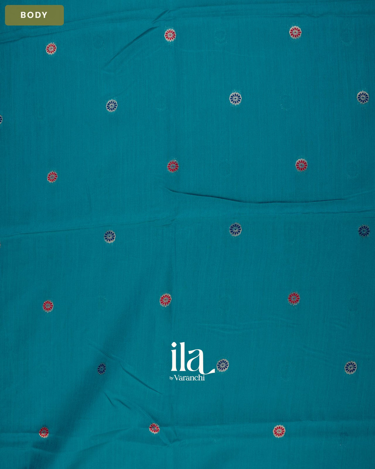 Teal Blue Paithani Semi Silk Saree — Body