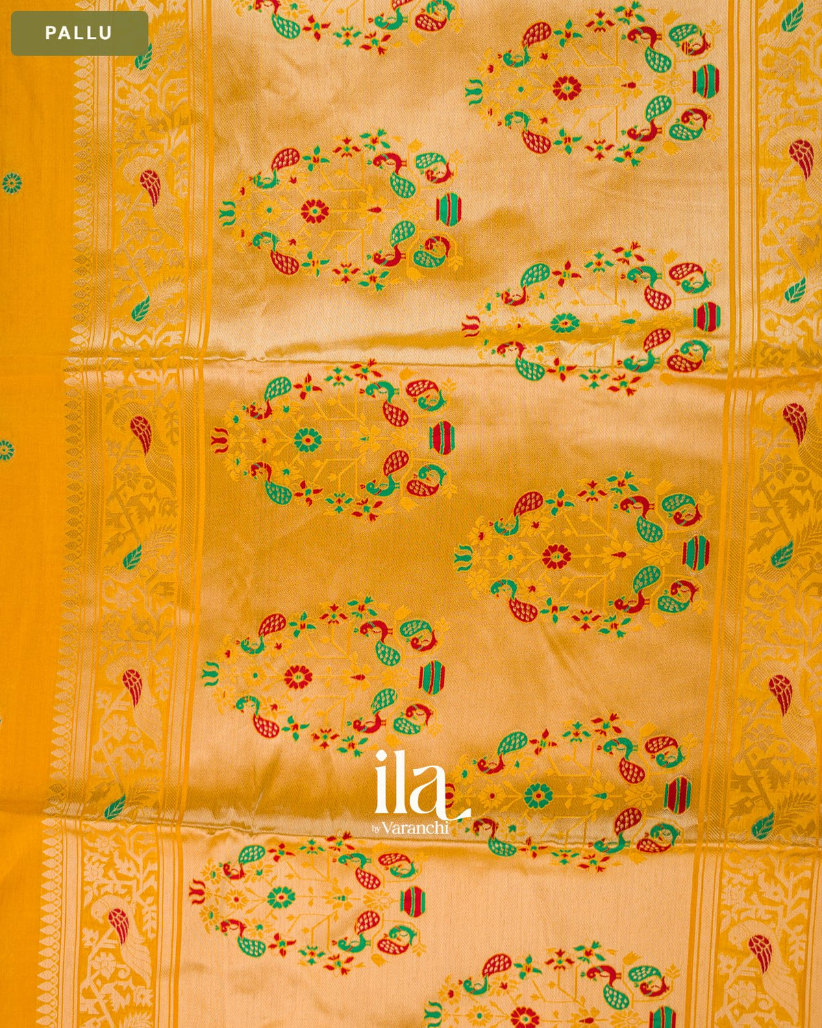 Golden Yellow Semi Silk Saree — Pallu