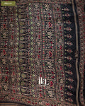 Black Ajrakh Printed Semi Silk Saree — Pallu