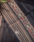 Black Ajrakh Printed Semi Silk Saree — Border