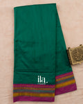Bottle Green Temple Bordered Cotton Saree