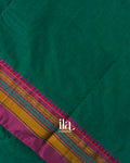 Bottle Green Temple Bordered Cotton Saree