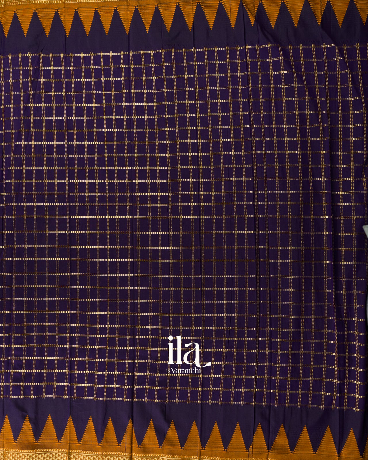 Deep Purple Checkered Mercerised Cotton Saree