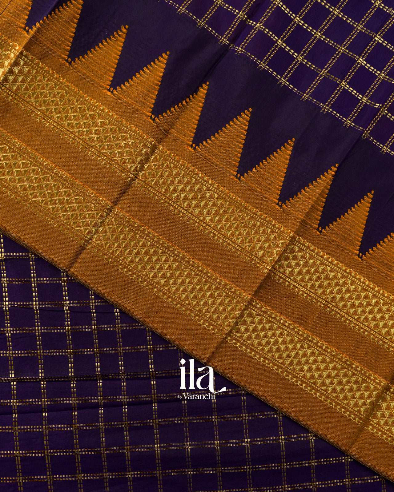 Deep Purple Checkered Mercerised Cotton Saree