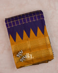 Deep Purple Checkered Mercerised Cotton Saree