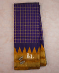 Deep Purple Checkered Mercerised Cotton Saree
