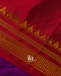 Purple Temple Bordered Semi Silk Saree