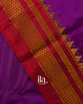 Purple Temple Bordered Semi Silk Saree