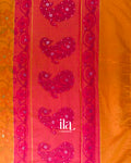 Turmeric Orange Mirror Embroidered Semi Chanderi Saree