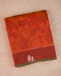 Rust Orange Mirror Embroidered Semi Chanderi Saree