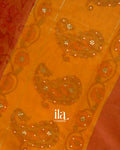 Rust Orange Mirror Embroidered Semi Chanderi Saree