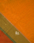Rust Orange Mirror Embroidered Semi Chanderi Saree