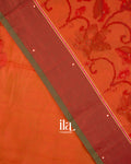 Rust Orange Mirror Embroidered Semi Chanderi Saree