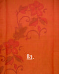 Rust Orange Mirror Embroidered Semi Chanderi Saree
