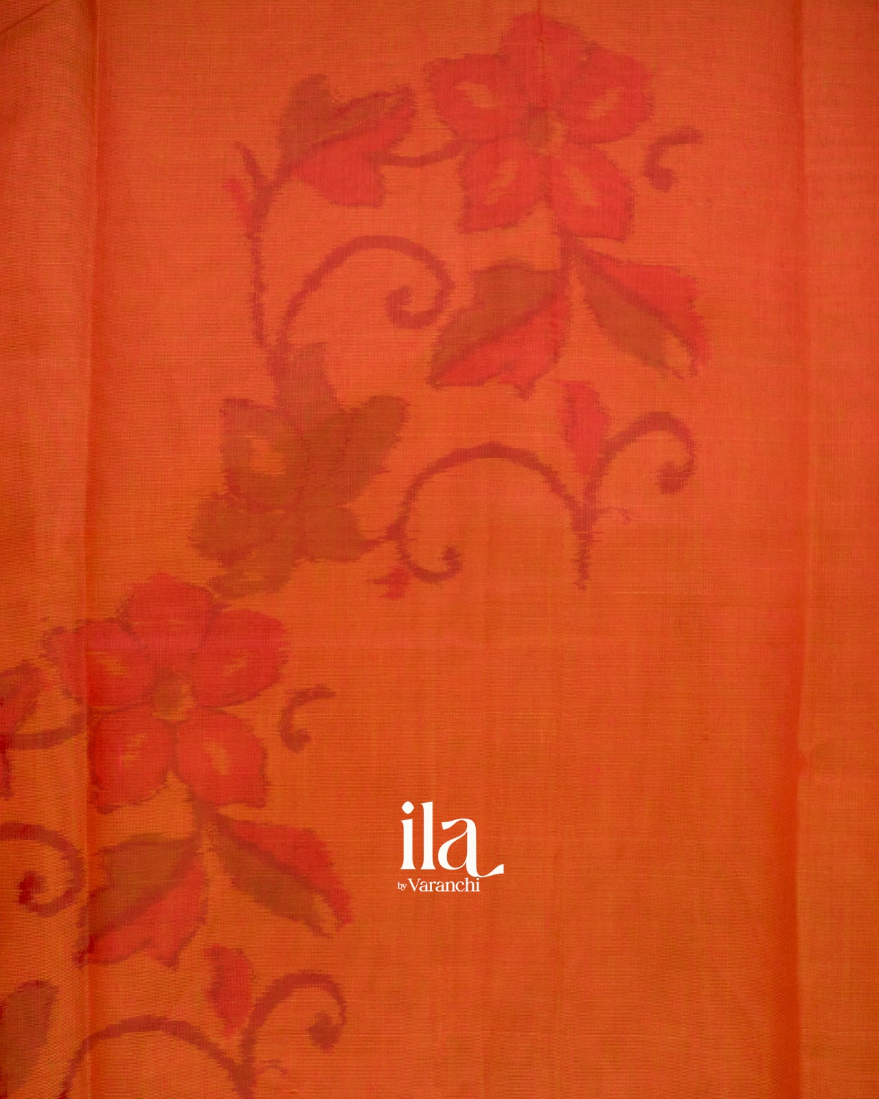 Rust Orange Mirror Embroidered Semi Chanderi Saree