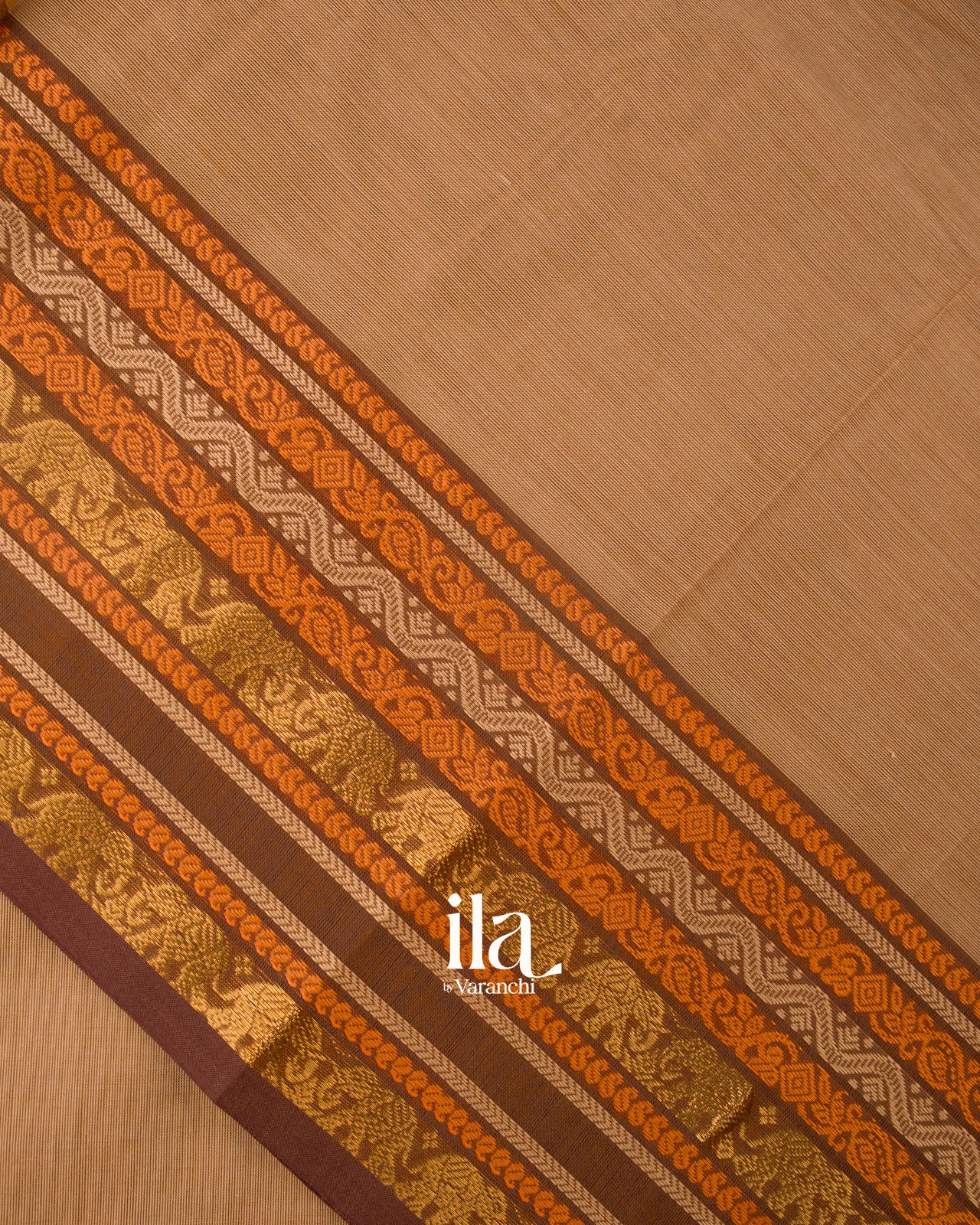 Light Brown Pure Chettinad Cotton Handloom Saree