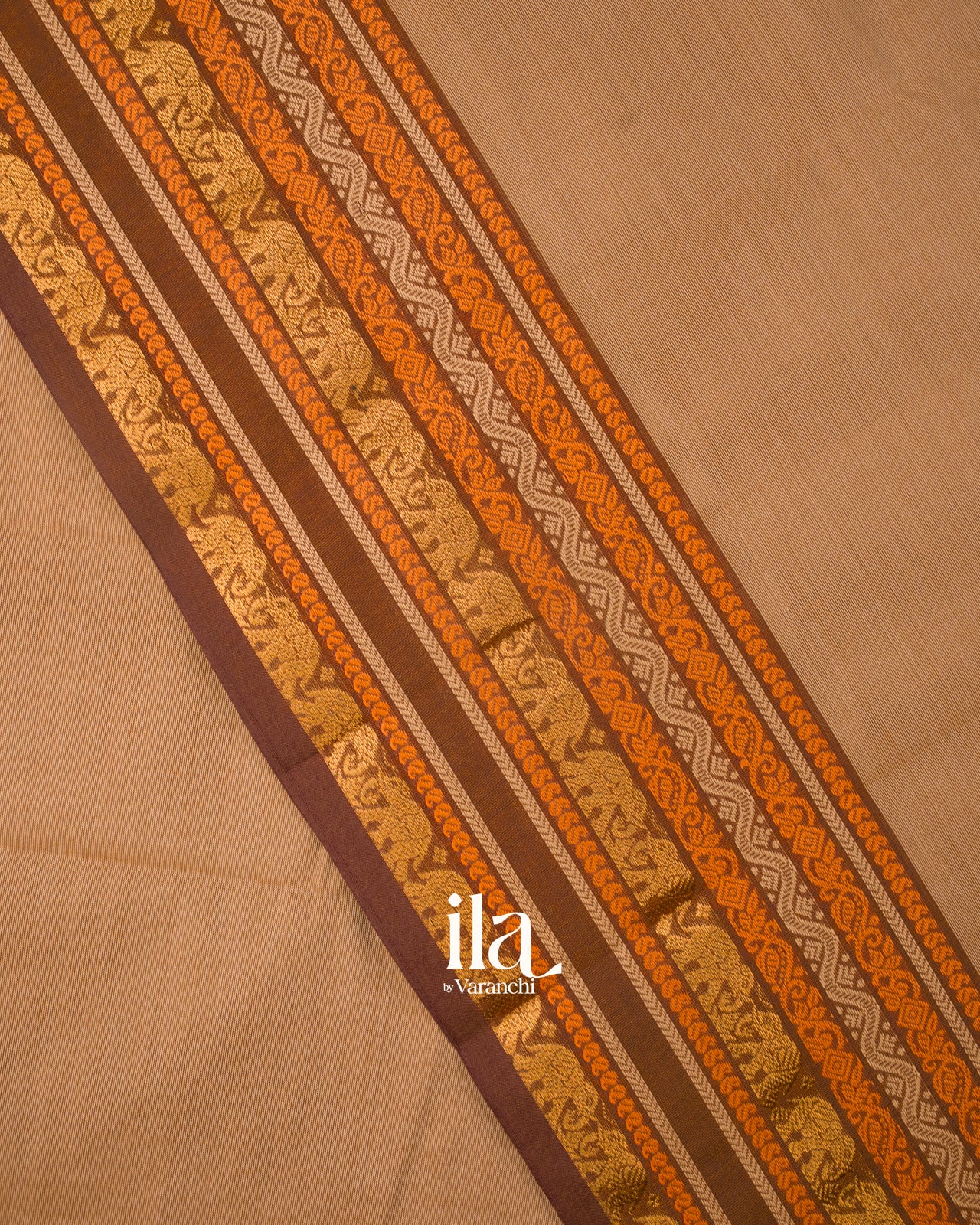 Light Brown Pure Chettinad Cotton Handloom Saree