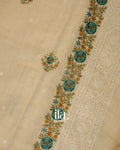 Ivory Floral Embroidered Semi Linen Saree