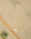 Ivory Floral Embroidered Semi Linen Saree