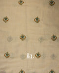 Ivory Floral Embroidered Semi Linen Saree