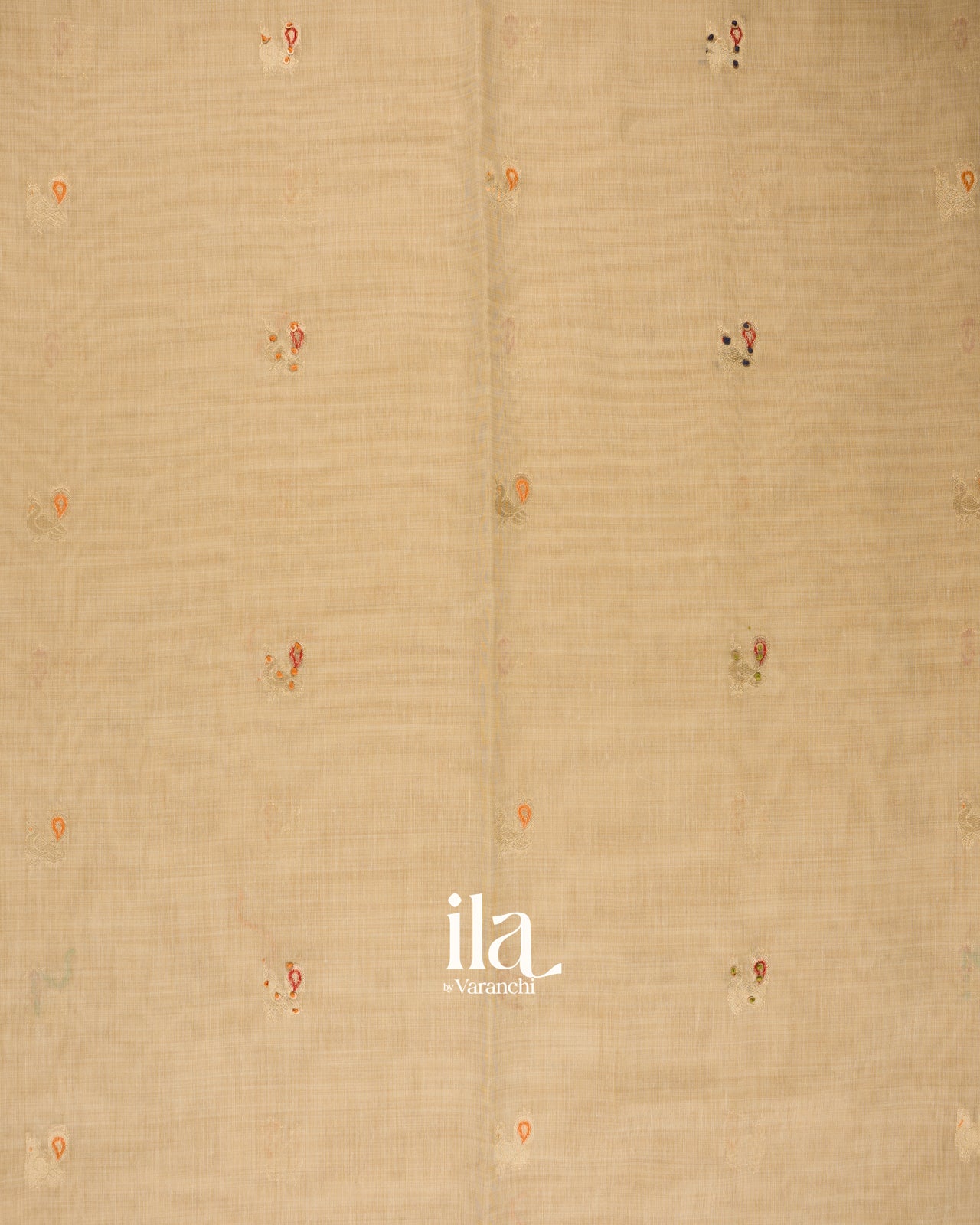 Ivory Sequin Embroidery Semi CottonTissue Saree