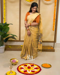 Ivory Paithani Pure Semi Cotton Saree