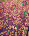 Purple Checkered Kalamkari Printed Semi Tussar Saree — Pallu
