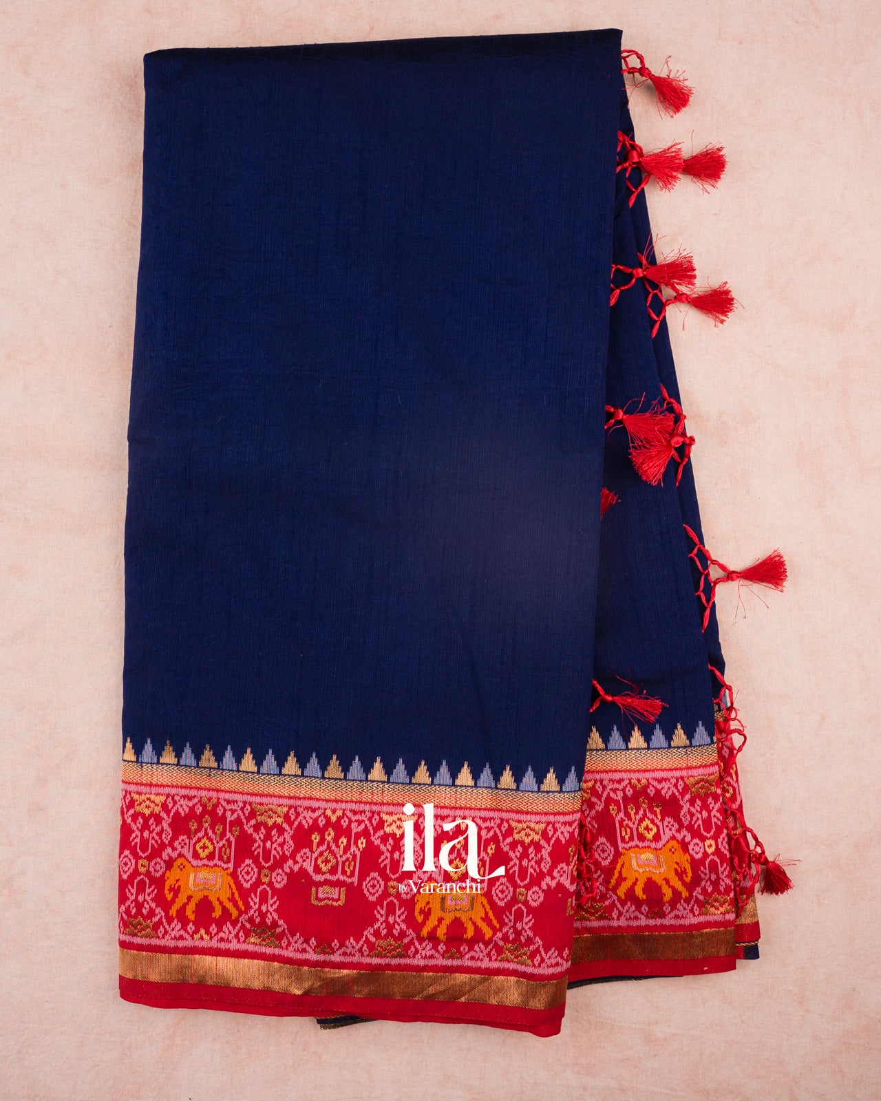 Navy Blue Pure Semi Mulberry Saree