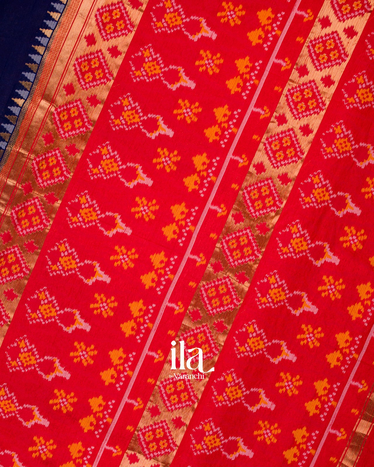 Navy Blue Pure Semi Mulberry Saree